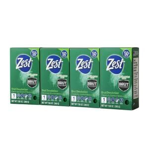 Zest Brut Deodorizer Classically Scented Moisture Bar 7.05 oz 4 Bars Total Men’s